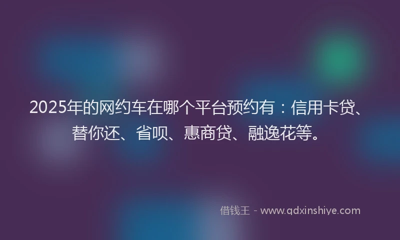2025年的网约车在哪个平台预约有：信用卡贷、替你还、省呗、惠商贷、融逸花等。