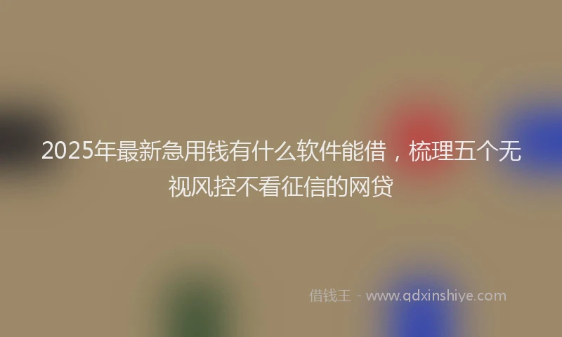 2025年最新急用钱有什么软件能借，梳理五个无视风控不看征信的网贷