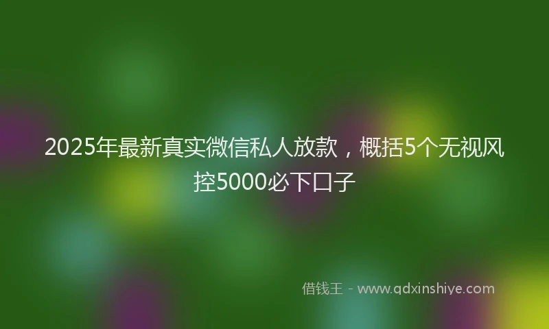 2025年最新真实微信私人放款，概括5个无视风控5000必下口子