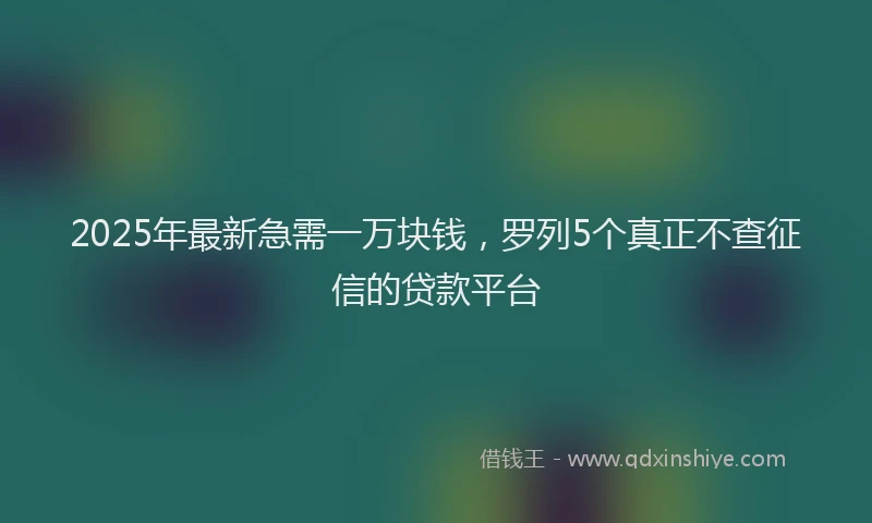2025年最新急需一万块钱，罗列5个真正不查征信的贷款平台