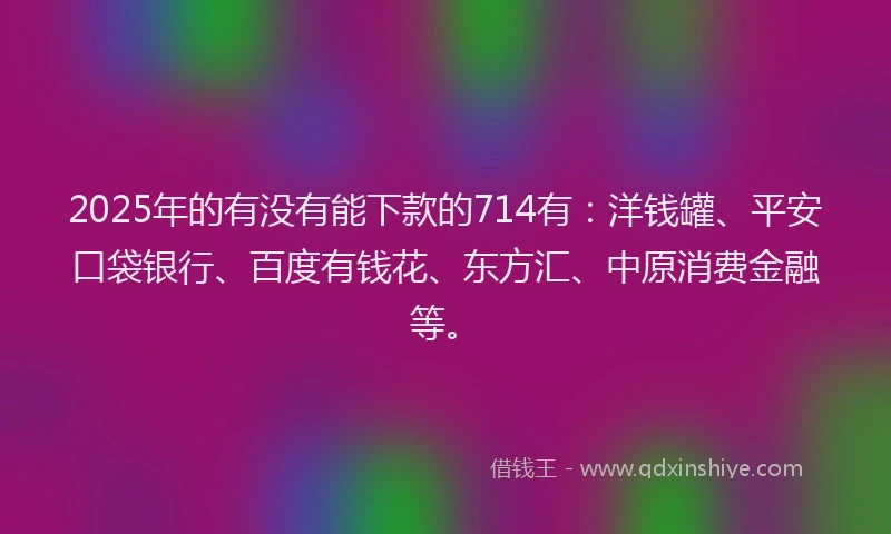 2025年的有没有能下款的714有：洋钱罐、平安口袋银行、百度有钱花、东方汇、中原消费金融等。