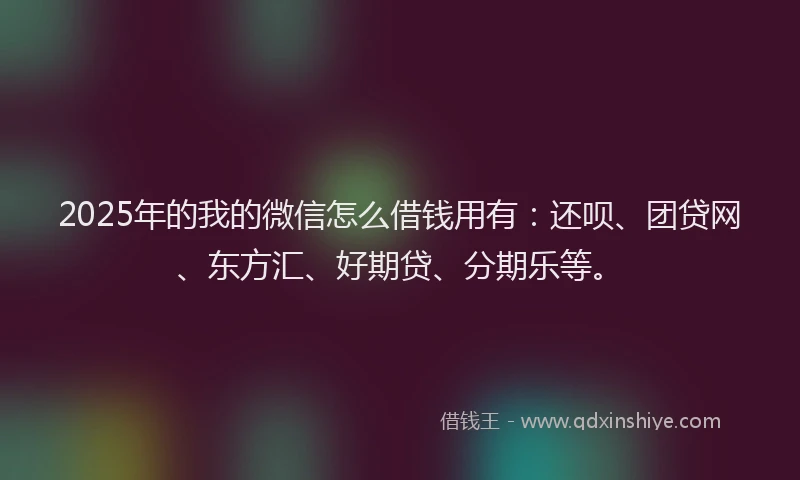 2025年的我的微信怎么借钱用有：还呗、团贷网、东方汇、好期贷、分期乐等。