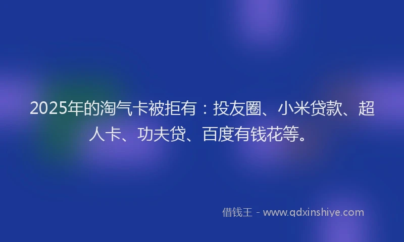 2025年的淘气卡被拒有：投友圈、小米贷款、超人卡、功夫贷、百度有钱花等。