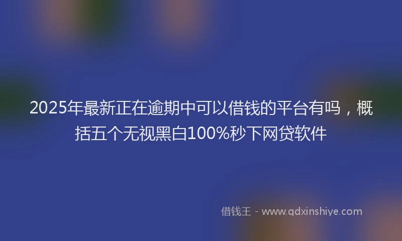 2025年最新正在逾期中可以借钱的平台有吗，概括五个无视黑白100%秒下网贷软件