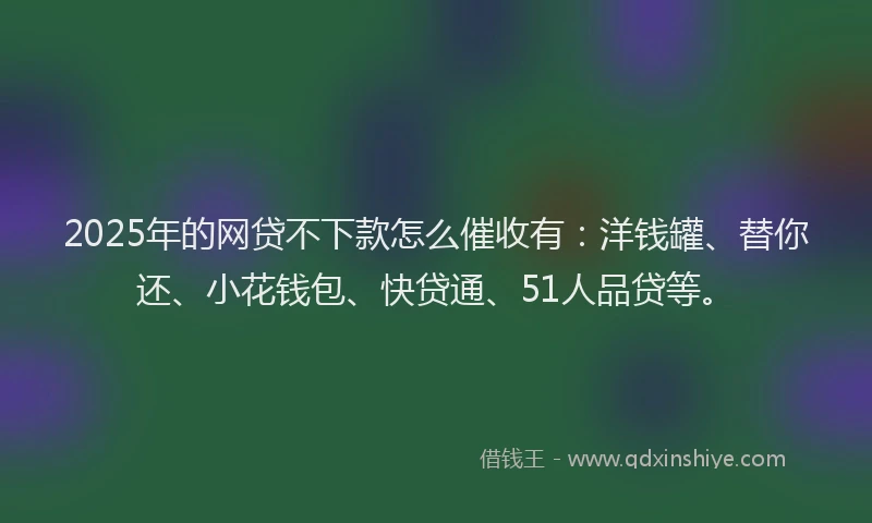 2025年的网贷不下款怎么催收有：洋钱罐、替你还、小花钱包、快贷通、51人品贷等。