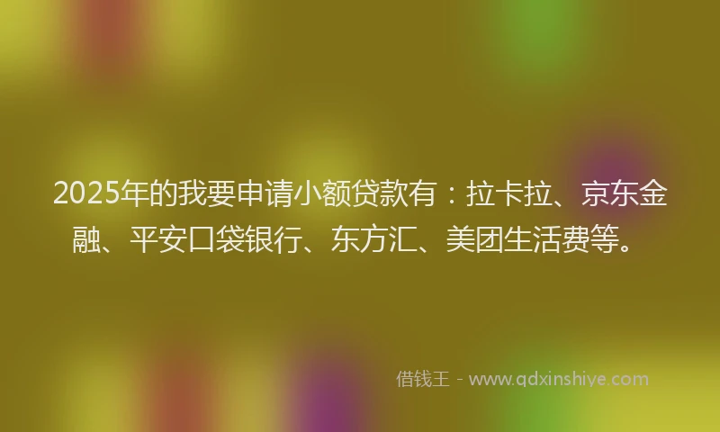 2025年的我要申请小额贷款有：拉卡拉、京东金融、平安口袋银行、东方汇、美团生活费等。