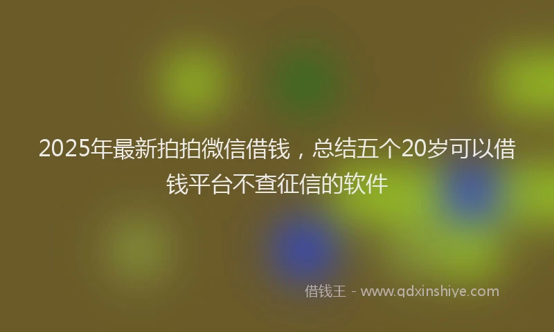 2025年最新拍拍微信借钱，总结五个20岁可以借钱平台不查征信的软件