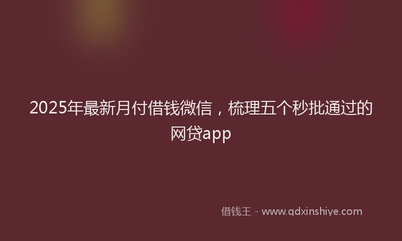 2025年最新月付借钱微信，梳理五个秒批通过的网贷app