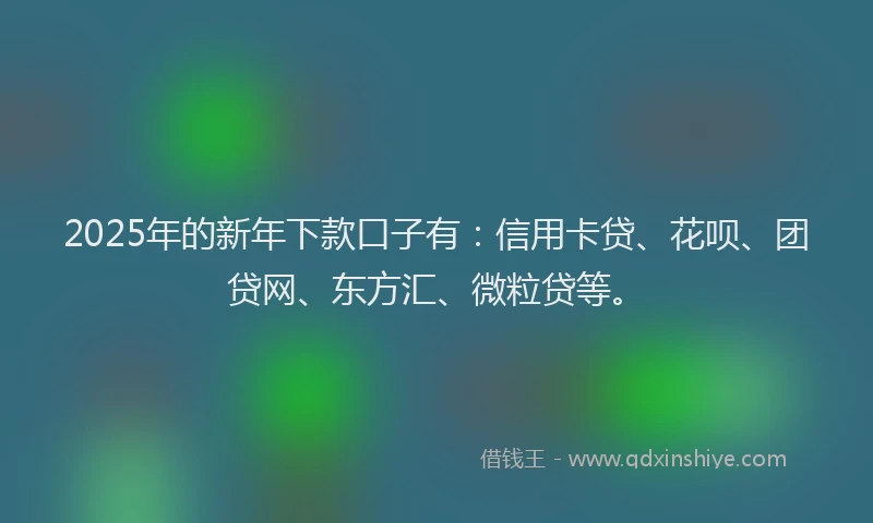 2025年的新年下款口子有：信用卡贷、花呗、团贷网、东方汇、微粒贷等。
