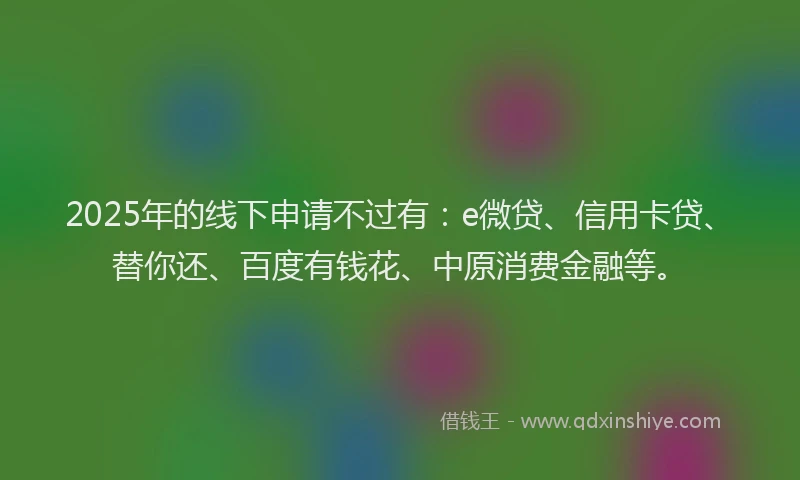 2025年的线下申请不过有：e微贷、信用卡贷、替你还、百度有钱花、中原消费金融等。