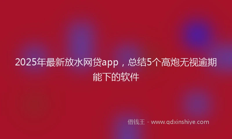 2025年最新放水网贷app，总结5个高炮无视逾期能下的软件