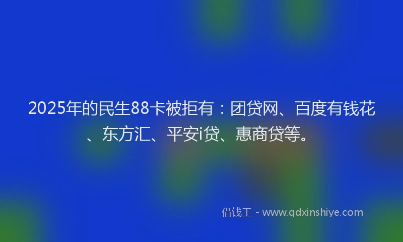 2025年的民生88卡被拒有：团贷网、百度有钱花、东方汇、平安i贷、惠商贷等。