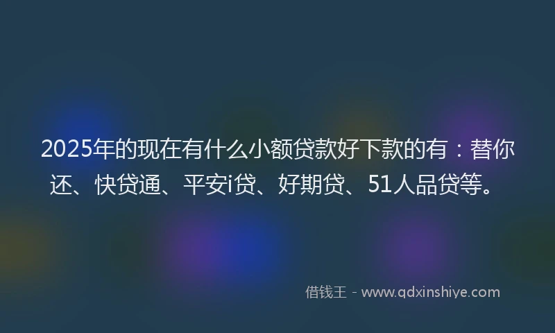 2025年的现在有什么小额贷款好下款的有：替你还、快贷通、平安i贷、好期贷、51人品贷等。