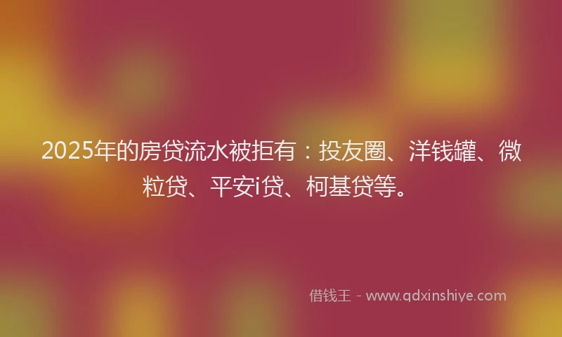 2025年的房贷流水被拒有：投友圈、洋钱罐、微粒贷、平安i贷、柯基贷等。