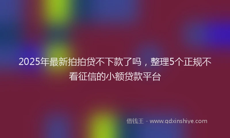 2025年最新拍拍贷不下款了吗，整理5个正规不看征信的小额贷款平台