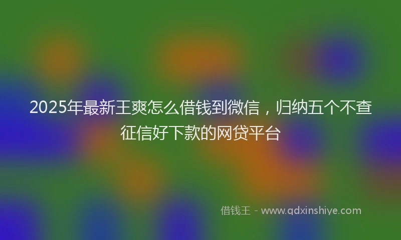 2025年最新王爽怎么借钱到微信，归纳五个不查征信好下款的网贷平台
