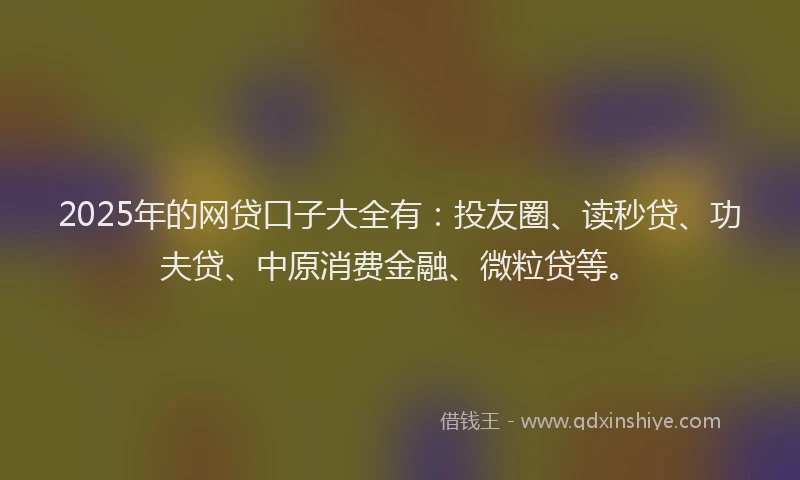 2025年的网贷口子大全有：投友圈、读秒贷、功夫贷、中原消费金融、微粒贷等。