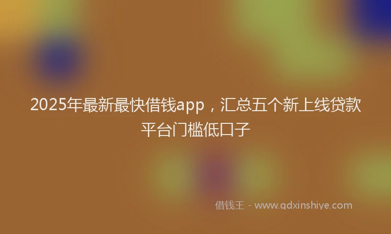 2025年最新最快借钱app，汇总五个新上线贷款平台门槛低口子