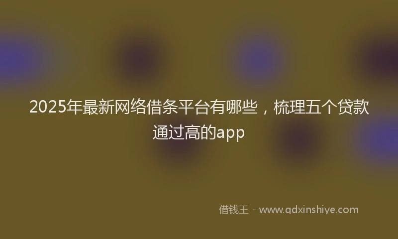 2025年最新网络借条平台有哪些，梳理五个贷款通过高的app
