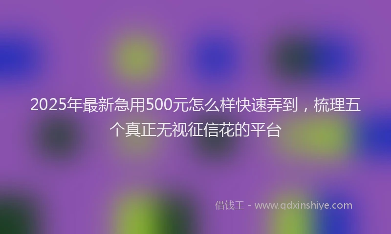 2025年最新急用500元怎么样快速弄到，梳理五个真正无视征信花的平台