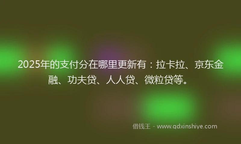 2025年的支付分在哪里更新有：拉卡拉、京东金融、功夫贷、人人贷、微粒贷等。