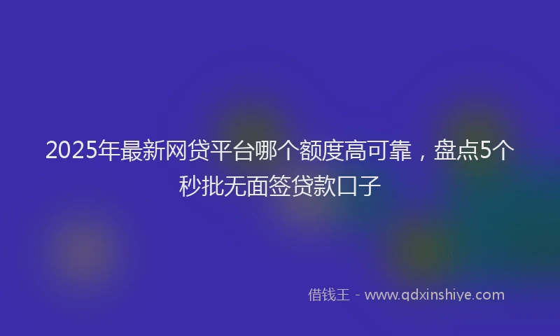 2025年最新网贷平台哪个额度高可靠，盘点5个秒批无面签贷款口子