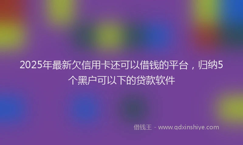 2025年最新欠信用卡还可以借钱的平台，归纳5个黑户可以下的贷款软件