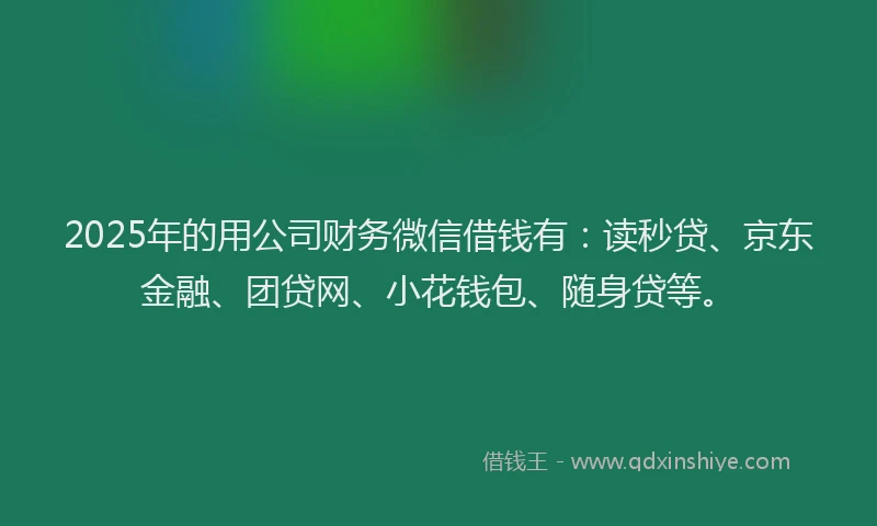 2025年的用公司财务微信借钱有：读秒贷、京东金融、团贷网、小花钱包、随身贷等。