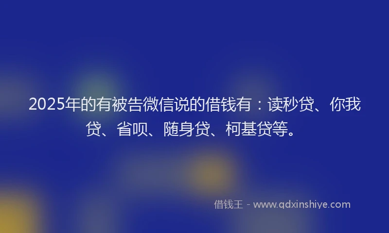 2025年的有被告微信说的借钱有：读秒贷、你我贷、省呗、随身贷、柯基贷等。