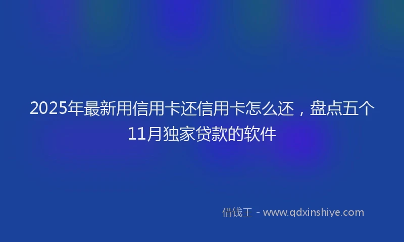 2025年最新用信用卡还信用卡怎么还，盘点五个11月独家贷款的软件