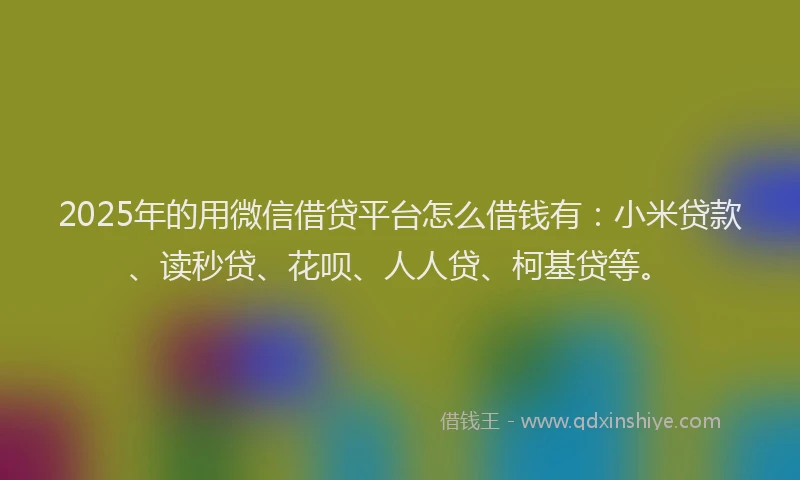 2025年的用微信借贷平台怎么借钱有：小米贷款、读秒贷、花呗、人人贷、柯基贷等。