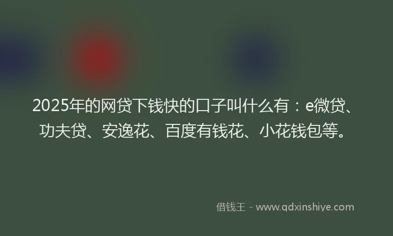 2025年的网贷下钱快的口子叫什么有：e微贷、功夫贷、安逸花、百度有钱花、小花钱包等。