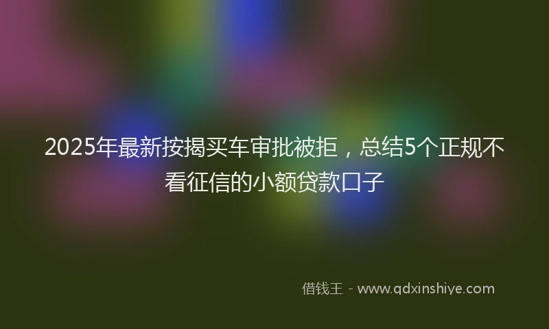2025年最新按揭买车审批被拒，总结5个正规不看征信的小额贷款口子