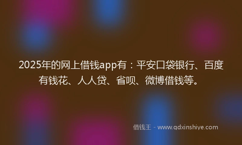 2025年的网上借钱app有：平安口袋银行、百度有钱花、人人贷、省呗、微博借钱等。