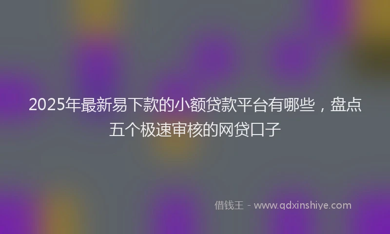 2025年最新易下款的小额贷款平台有哪些，盘点五个极速审核的网贷口子