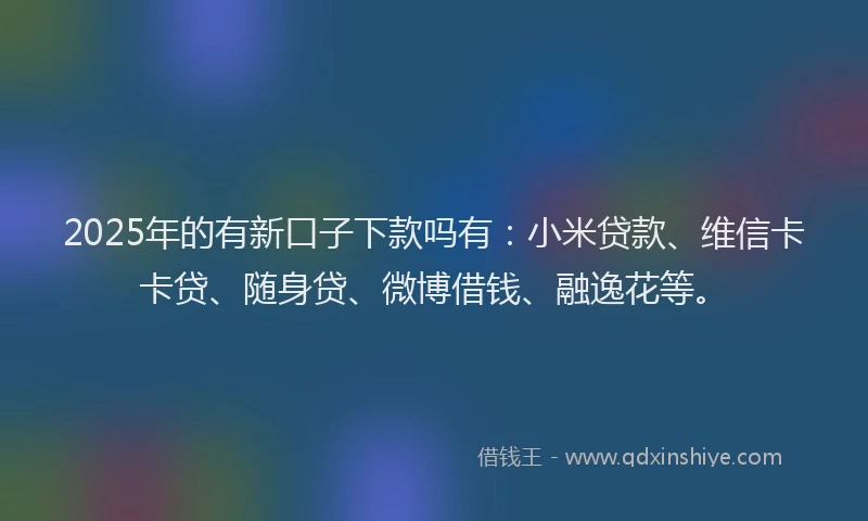 2025年的有新口子下款吗有：小米贷款、维信卡卡贷、随身贷、微博借钱、融逸花等。