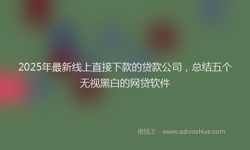 2025年最新线上直接下款的贷款公司，总结五个无视黑白的网贷软件
