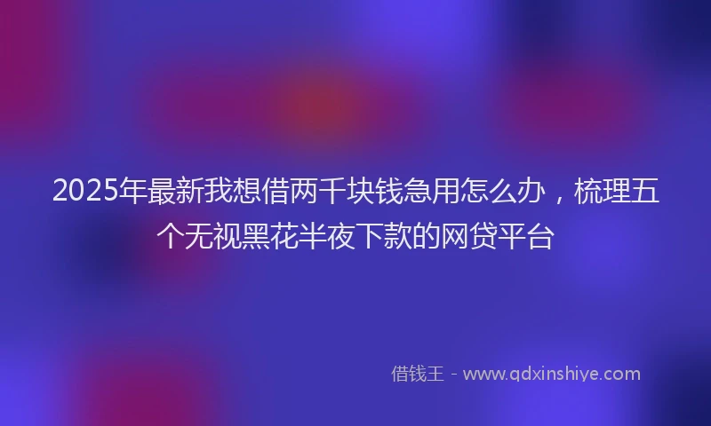 2025年最新我想借两千块钱急用怎么办，梳理五个无视黑花半夜下款的网贷平台