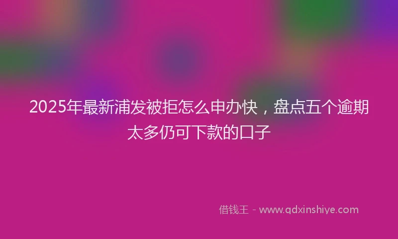 2025年最新浦发被拒怎么申办快，盘点五个逾期太多仍可下款的口子