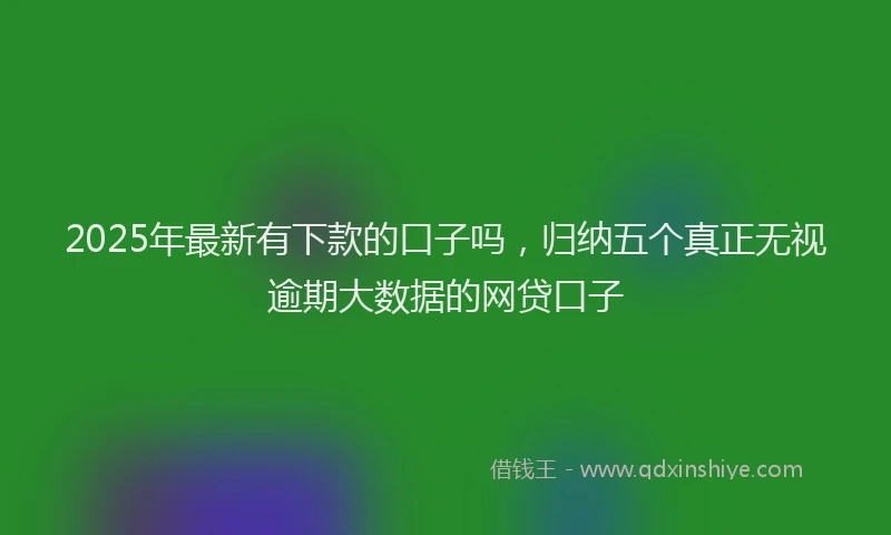 2025年最新有下款的口子吗,归纳五个真正无视逾期大数据的网贷口子