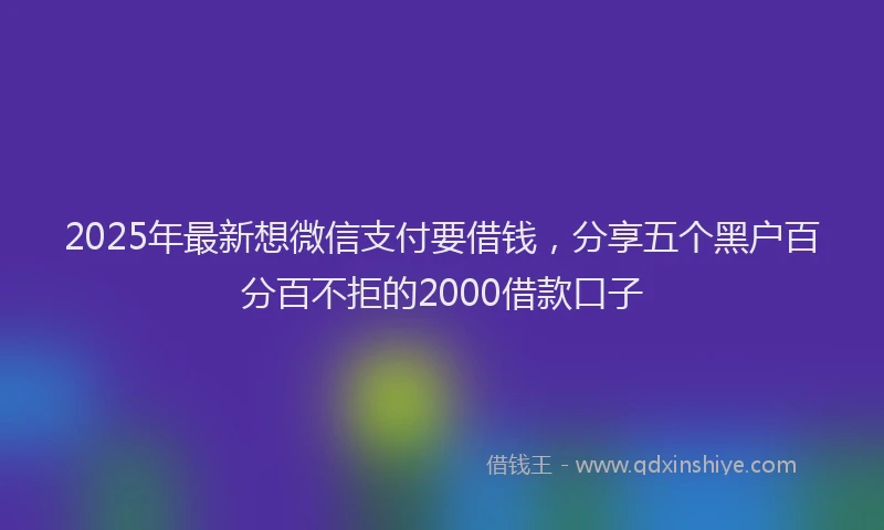2025年最新想微信支付要借钱，分享五个黑户百分百不拒的2000借款口子