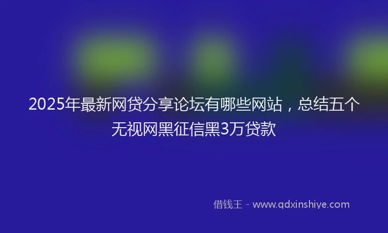 2025年最新网贷分享论坛有哪些网站，总结五个无视网黑征信黑3万贷款