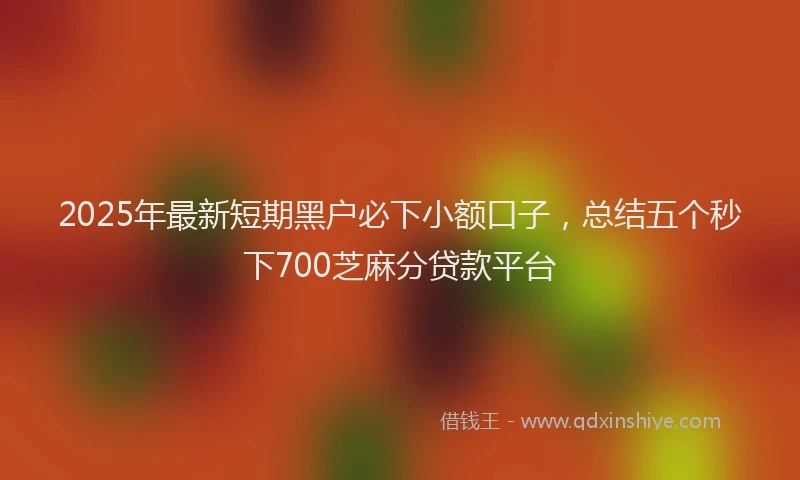 2025年最新短期黑户必下小额口子,总结五个秒下700芝麻分贷款平台