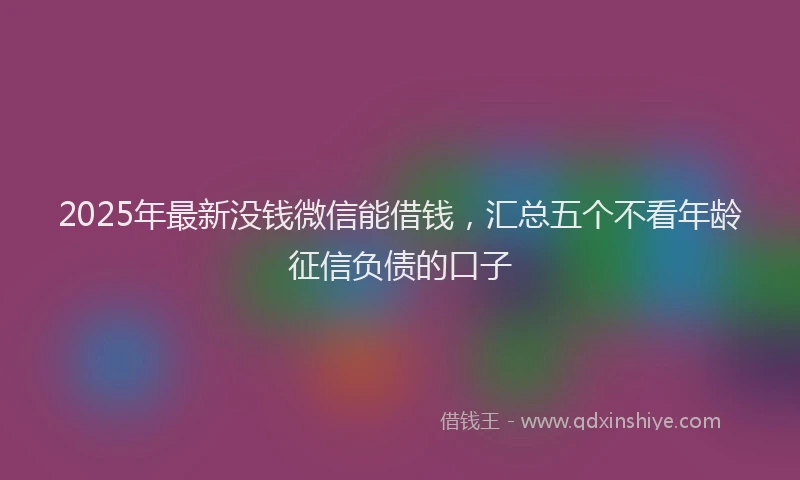 2025年最新没钱微信能借钱，汇总五个不看年龄征信负债的口子