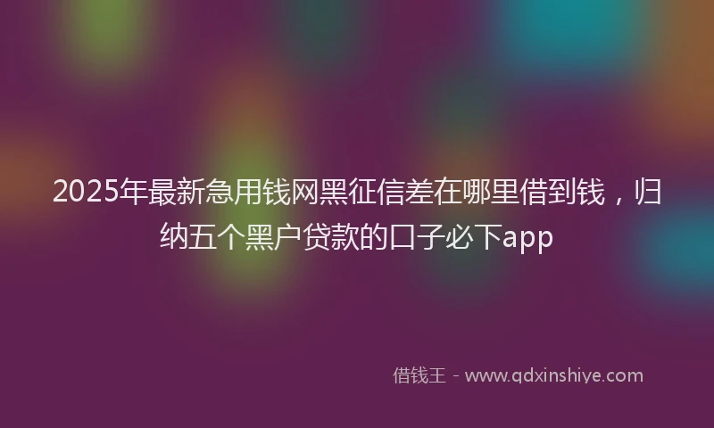 2025年最新急用钱网黑征信差在哪里借到钱，归纳五个黑户贷款的口子必下app
