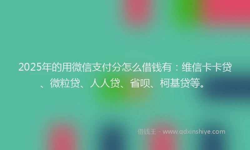2025年的用微信支付分怎么借钱有：维信卡卡贷、微粒贷、人人贷、省呗、柯基贷等。