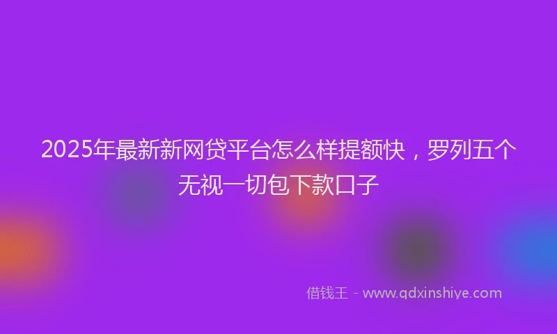 2025年最新新网贷平台怎么样提额快，罗列五个无视一切包下款口子