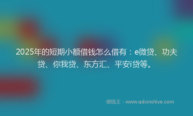 2025年的短期小额借钱怎么借有：e微贷、功夫贷、你我贷、东方汇、平安i贷等。