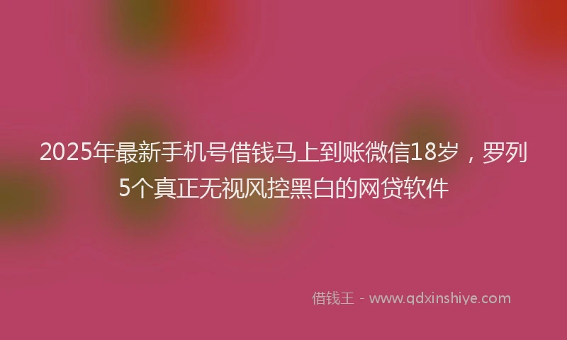 2025年最新手机号借钱马上到账微信18岁，罗列5个真正无视风控黑白的网贷软件