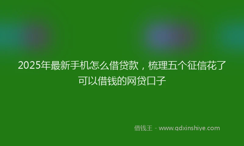 2025年最新手机怎么借贷款，梳理五个征信花了可以借钱的网贷口子